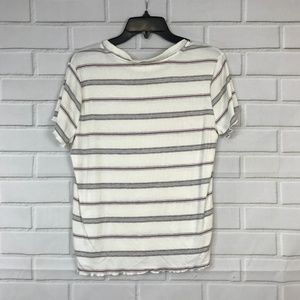 Hippie Rose Tops - Hippie Rose Top Junior Striped Lettuce Edge Blouse Hippie Rose Tops - Hippie Rose Top Junior Striped Lettuce Edge Blouse
